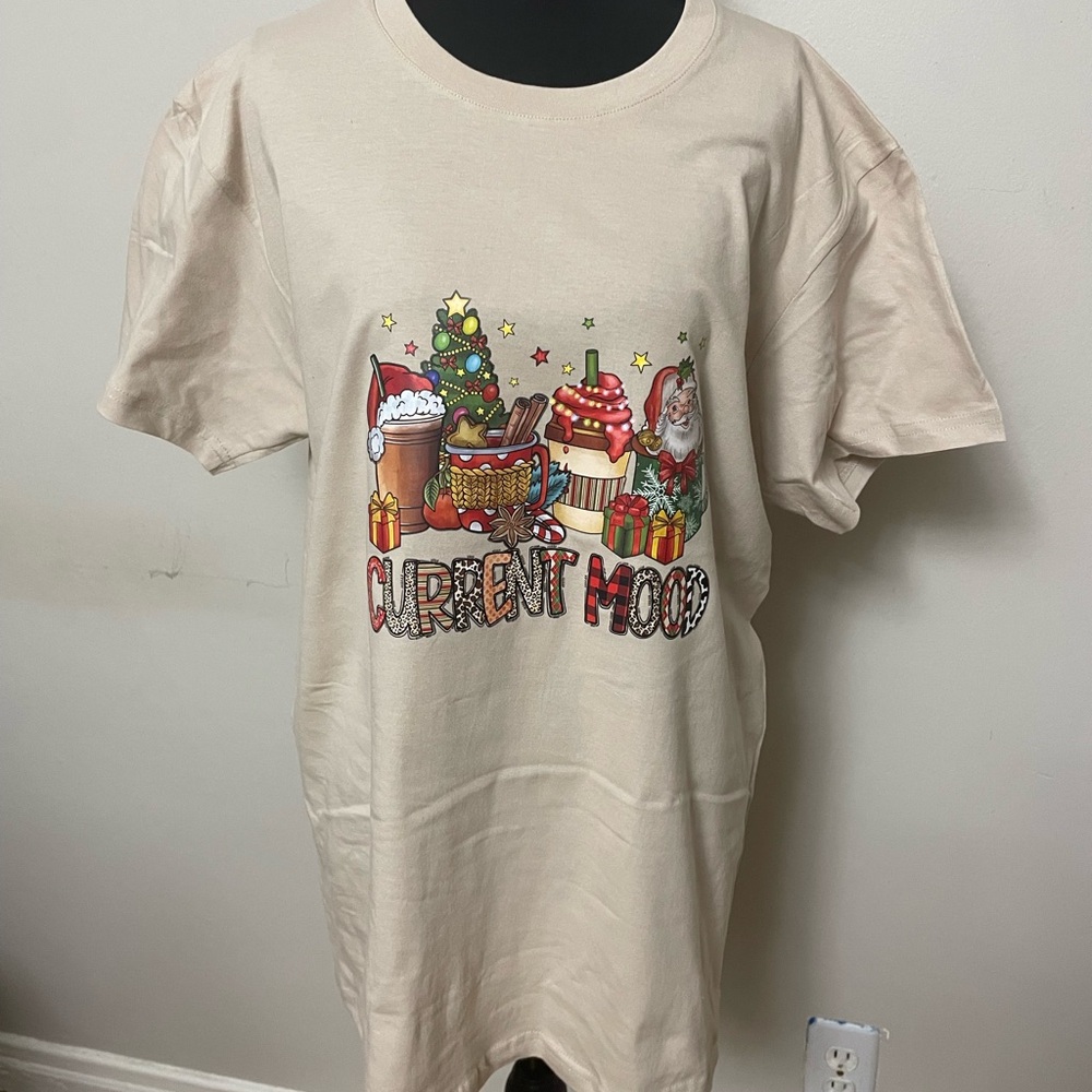 Festive Beige Graphic T-Shirt